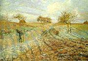 Camille Pissarro, hoarfrost the old road to ennery